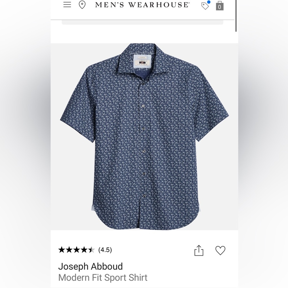 Joseph Abboud Blue XL Shirt Short Sleeve